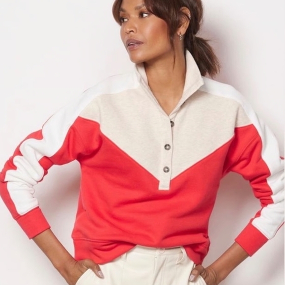 Evereve Sweaters - Evereve Red and Cream Women's Sweatshirt